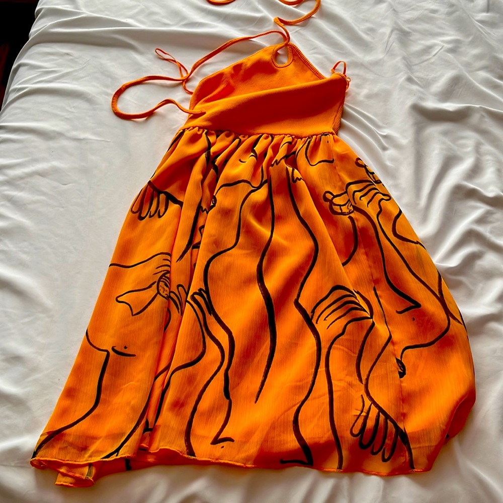 Orange abstraction summer dress